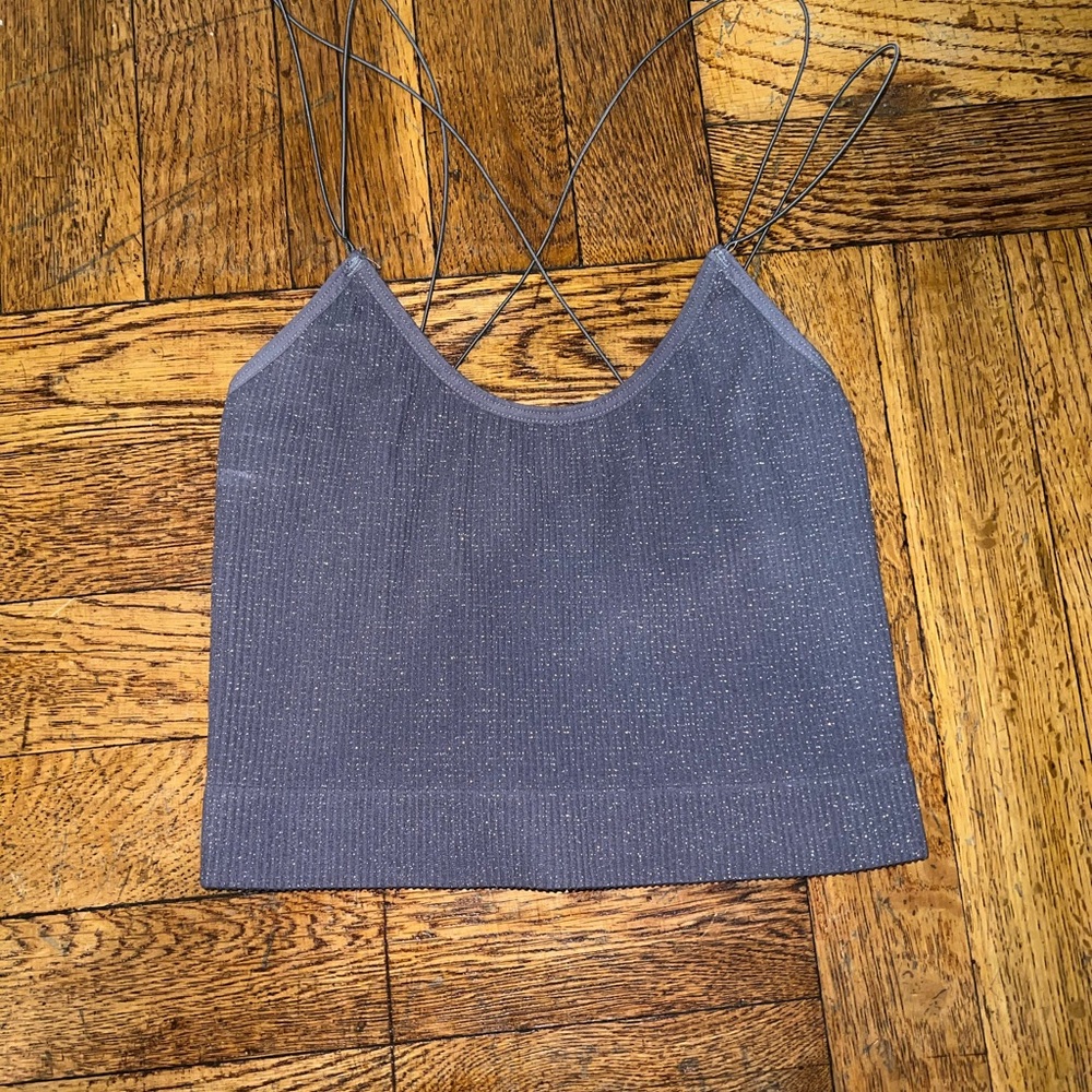 Urban Outfitters Slate Gray Ribbed Crop Top